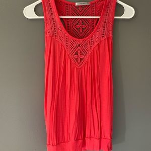 Strawberry Pink Women’s Tank with Lace Detail
